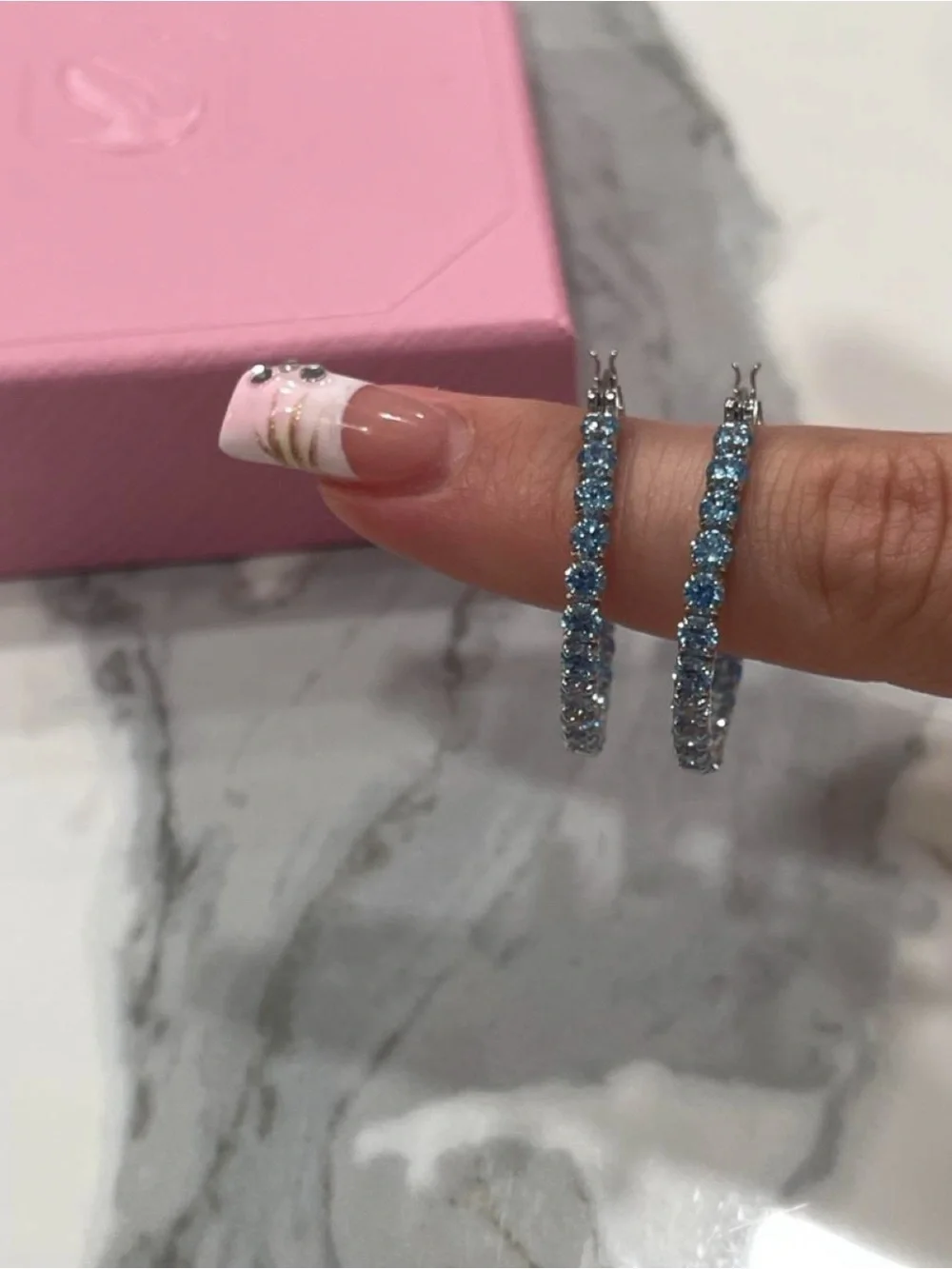 Swarovski Matrix Blue Crystal Hoop Earrings